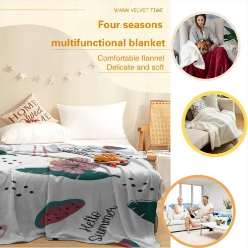Cozy Fleece Throw Blanket Mint Green with Cute Cartoon Frogs on Lily Pads Pattern, Warm Lightweight Cozy Blanket for Sofa Bed Couch Travel Camping Indoor Outdoor Use