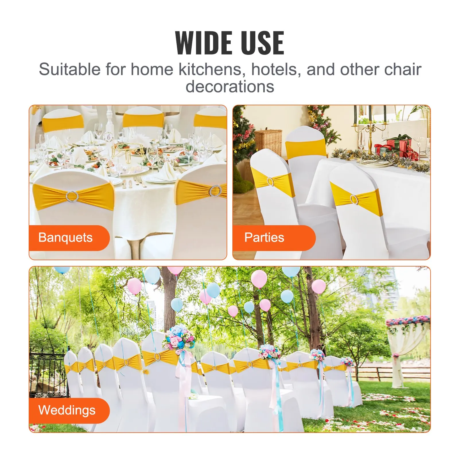 เก้าอี้ Sashes เก้าอี้ Slipcover และเก้าอี้ยืด SASH รอบกระชับงานแต่งงานวันหยุดจัดเลี้ยงเก้าอี้ตกแต่ง