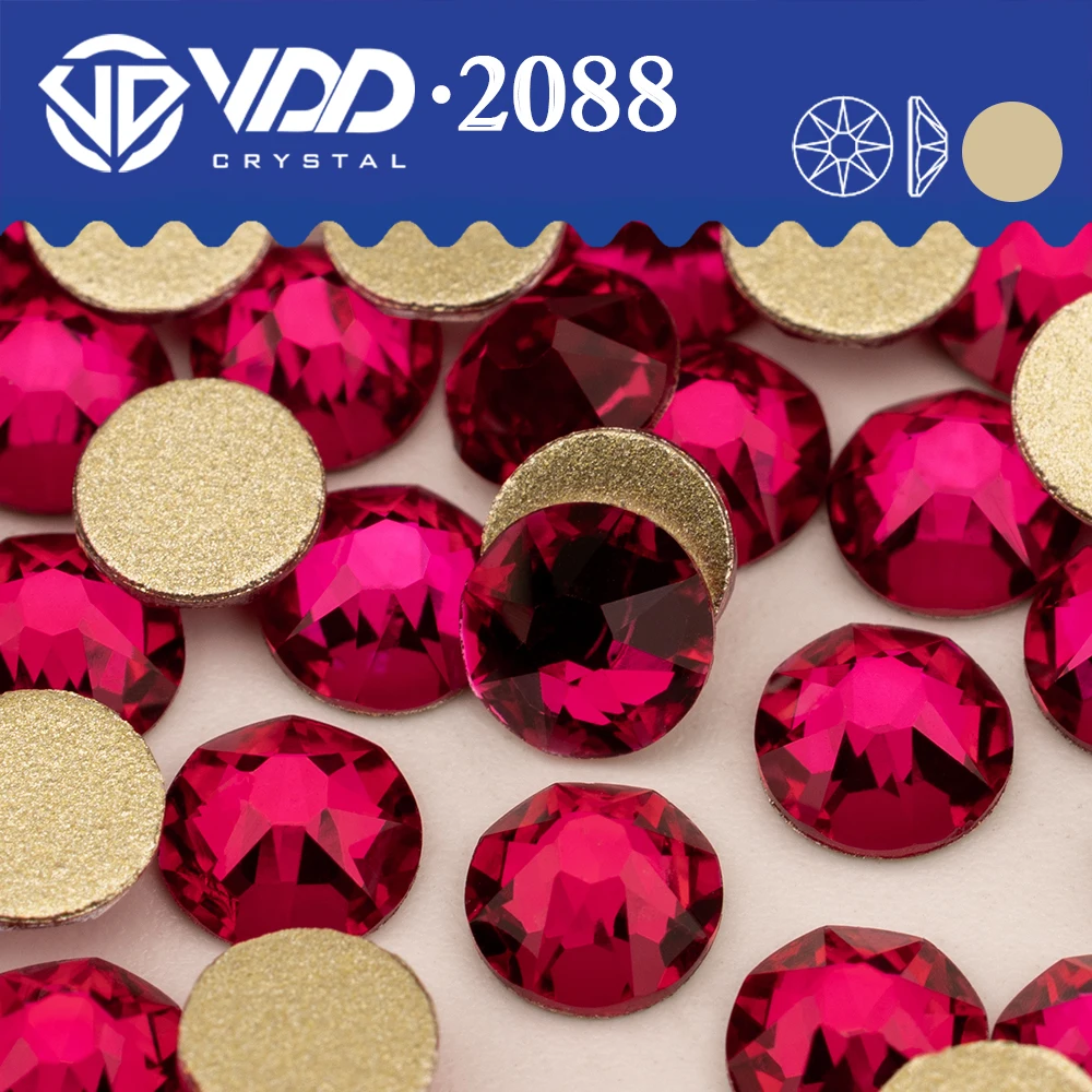 VDD 228 Magenta SS16-SS30 alta calidad 2088 diamantes de imitación cristal 8 grandes 8 pequeñas piedras planas para manualidades DIY decoración de uñas