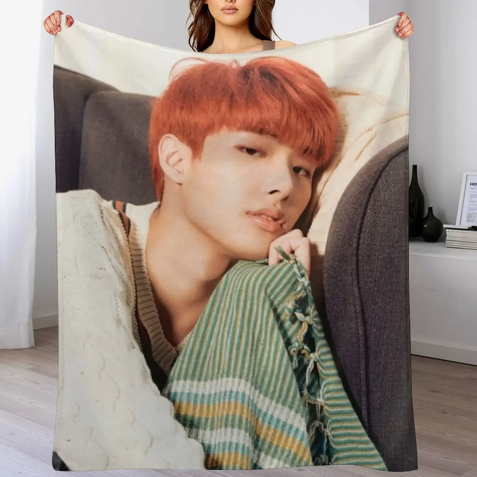 

Ateez Mingi Throw Blanket manga Plaid Softest Cute Blankets