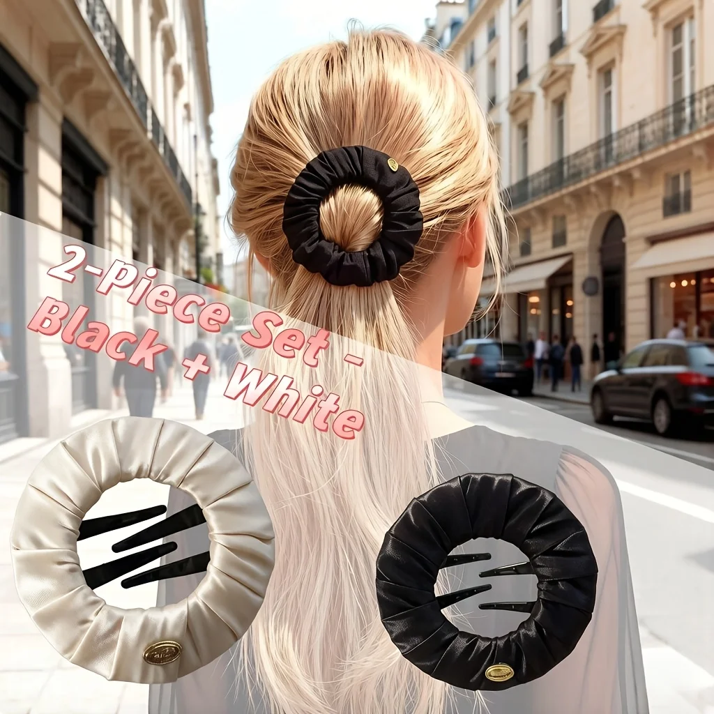 2pcs Hidden Round Hair Clips | Premium Seamless Mini Claw Clips | Daily Invisible Hair Bun Holders | Elegant Updo Accessories