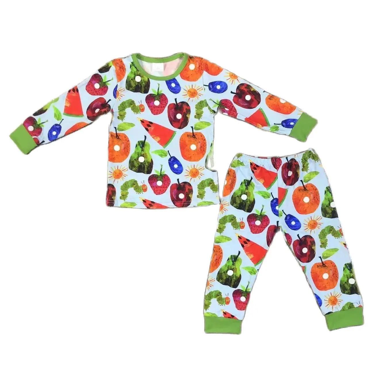 

Children pajamas clothes cotton material hot selling children clothes long sleeve trousers suit Boys and girls baby modest sim