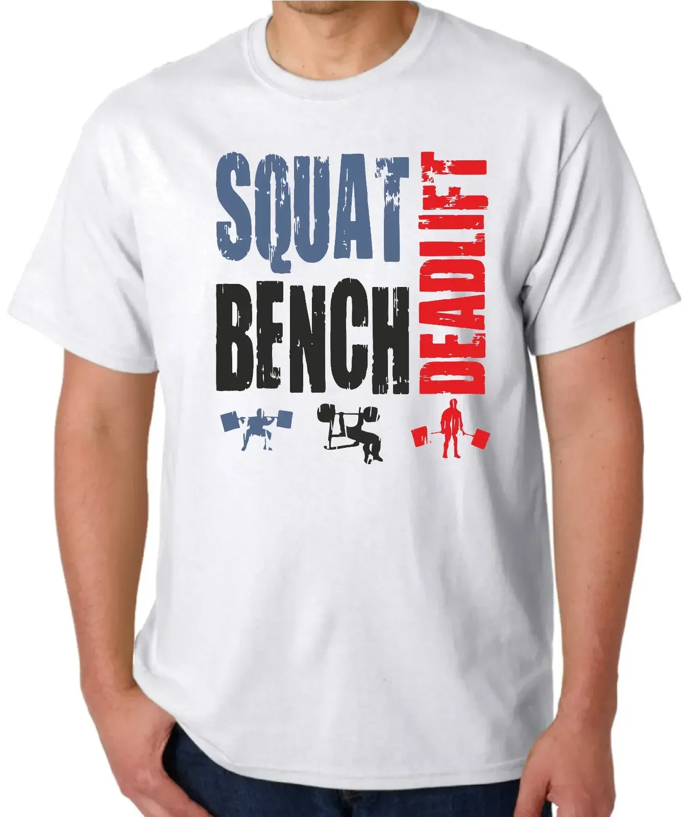 Newest Fashion Squat Bench Deadlift T Shirt Weightlifting Body Building Fitness Gymnast Tee100% Cotton Humor Tee Shirts