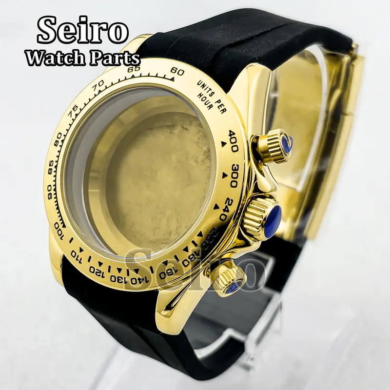 39MM Sapphire Glass Watch Case Rubber Strap Rose gold Silver Watch Accessories Parts for Daytona VK63 Movement Men 29.5MM Dial - Image 11