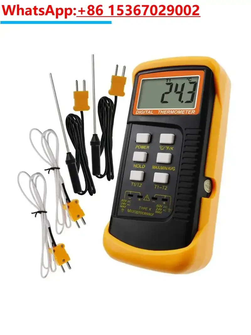 Multi probe thermometer, double K-wire, bimetallic thermocouple thermometer, contact type