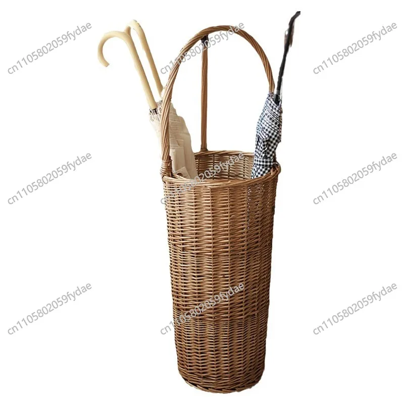 Parasol Holder Natural Willow Umbrella Stand Convenient Handle Umbrella Barrel Multi-scene Suitable For Storage Basket