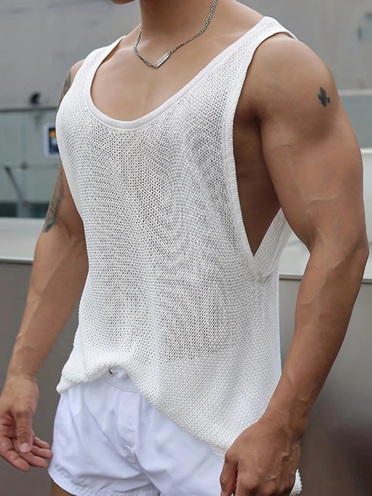 

Летняя мужская вязаная майка-топ 2025: повседневная, свободного кроя, с прямым низом, молодежная, летняя, модная, тонкая, однотонная