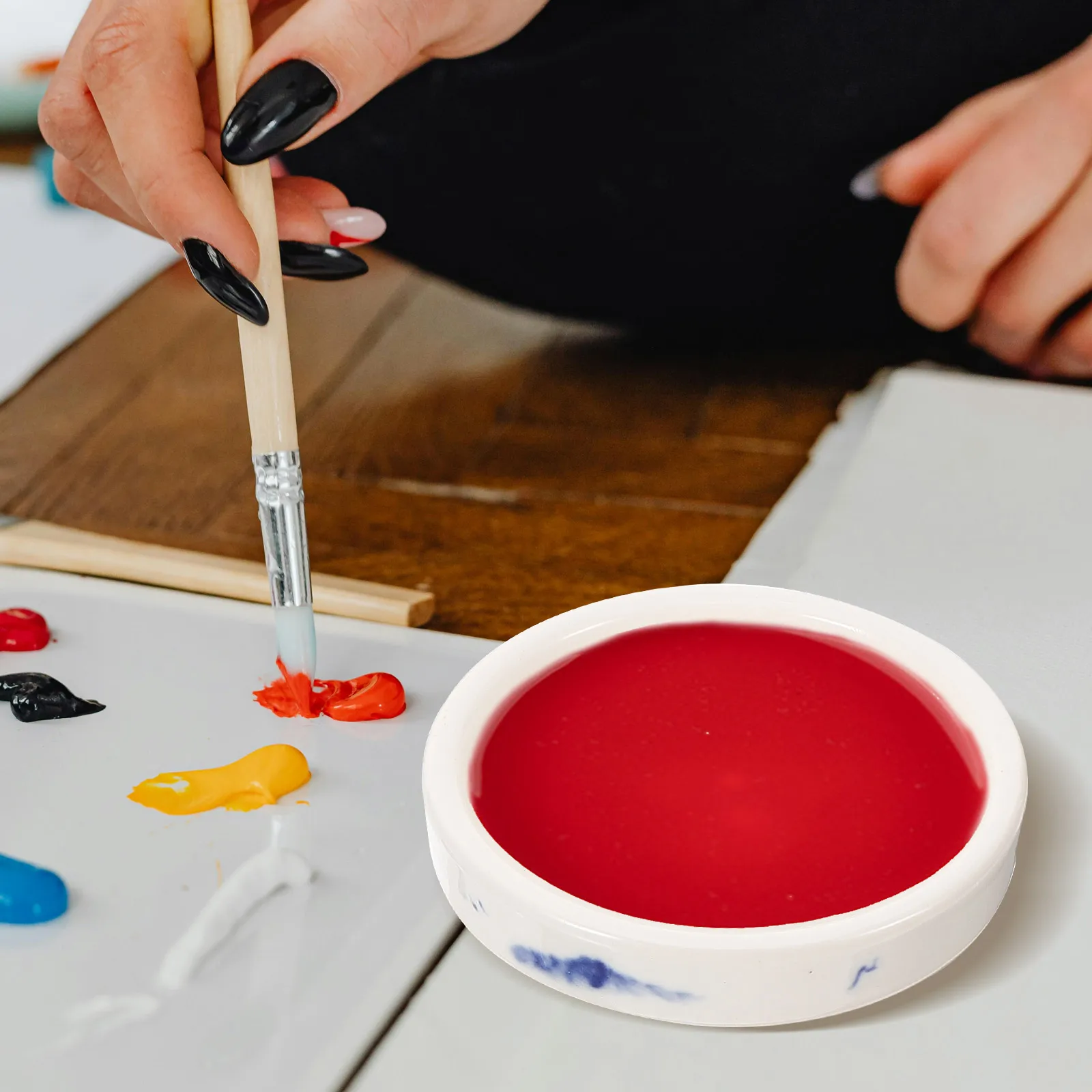 

Multifunction Ceramic Paint Watercolor Mixing Trays Stacking Pigment Plates Artist Color Mixer Children Art Supplies