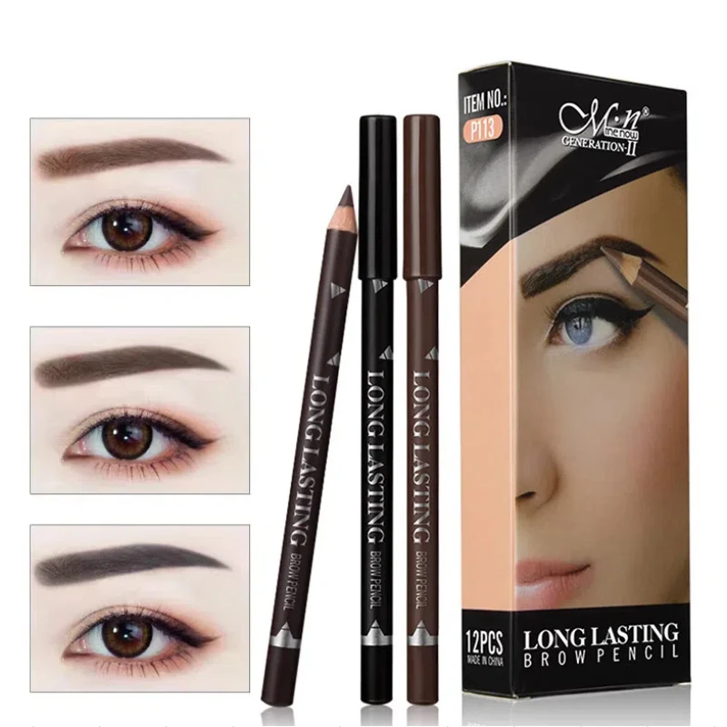 6/12Pcs Eye Brow Pencil Waterproof Professional Women Eye Makeup Pen Easy Color Natural Black Brown Cosmetic Beauty sopracciglio Tool