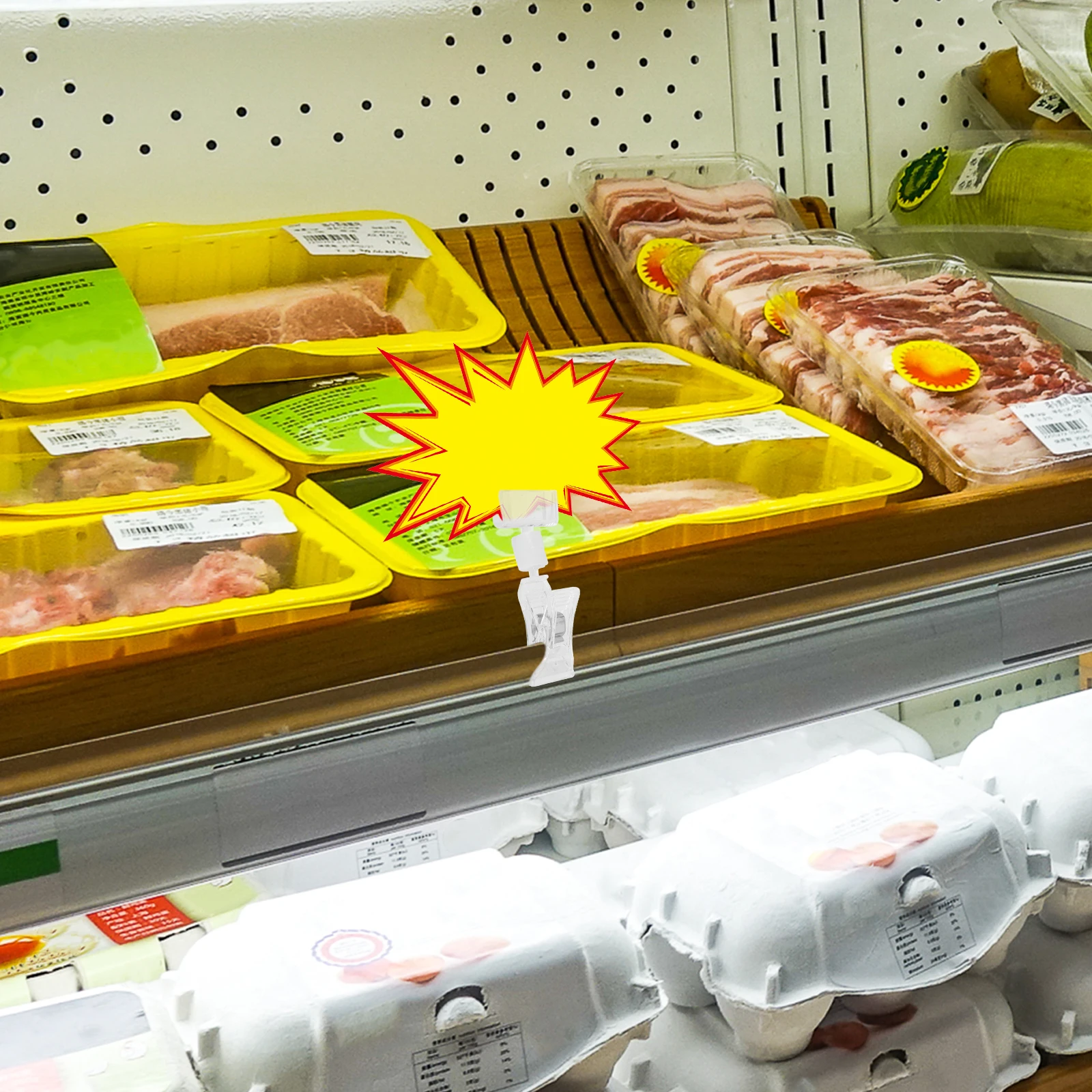 

10pcs Label Clips Clear Swivel Price Clips For Retail Store Supplies Merchandise Display Double Sided Plastic Sign Holders