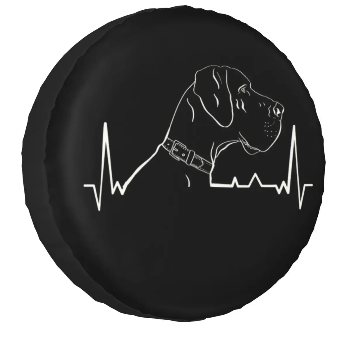 Custom Great Dane Heartbeat Spare Tire Cover for Jeep Pajero German Mastiff Deutsche Dogge Car Wheel Protectors 14