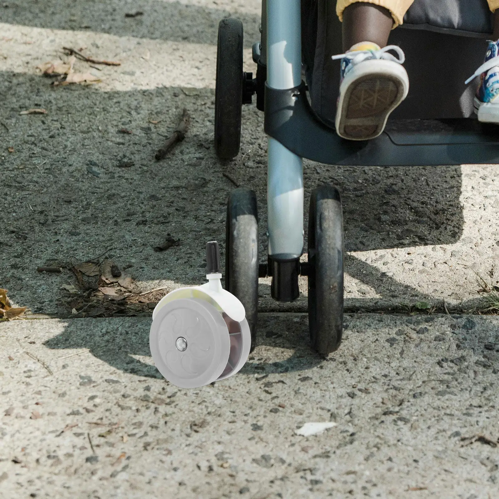4Pcs Walker Replacement Wheels Universal Stroller Accessories Detachable Swivel Smooth Rolling Wheels Light Grey