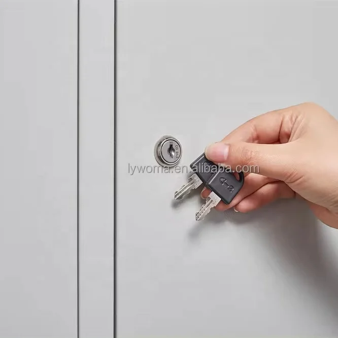 خزانة ملابس فولاذية واحدة ببابين، خزانة ملابس معدنية مع قفل مفتاح
