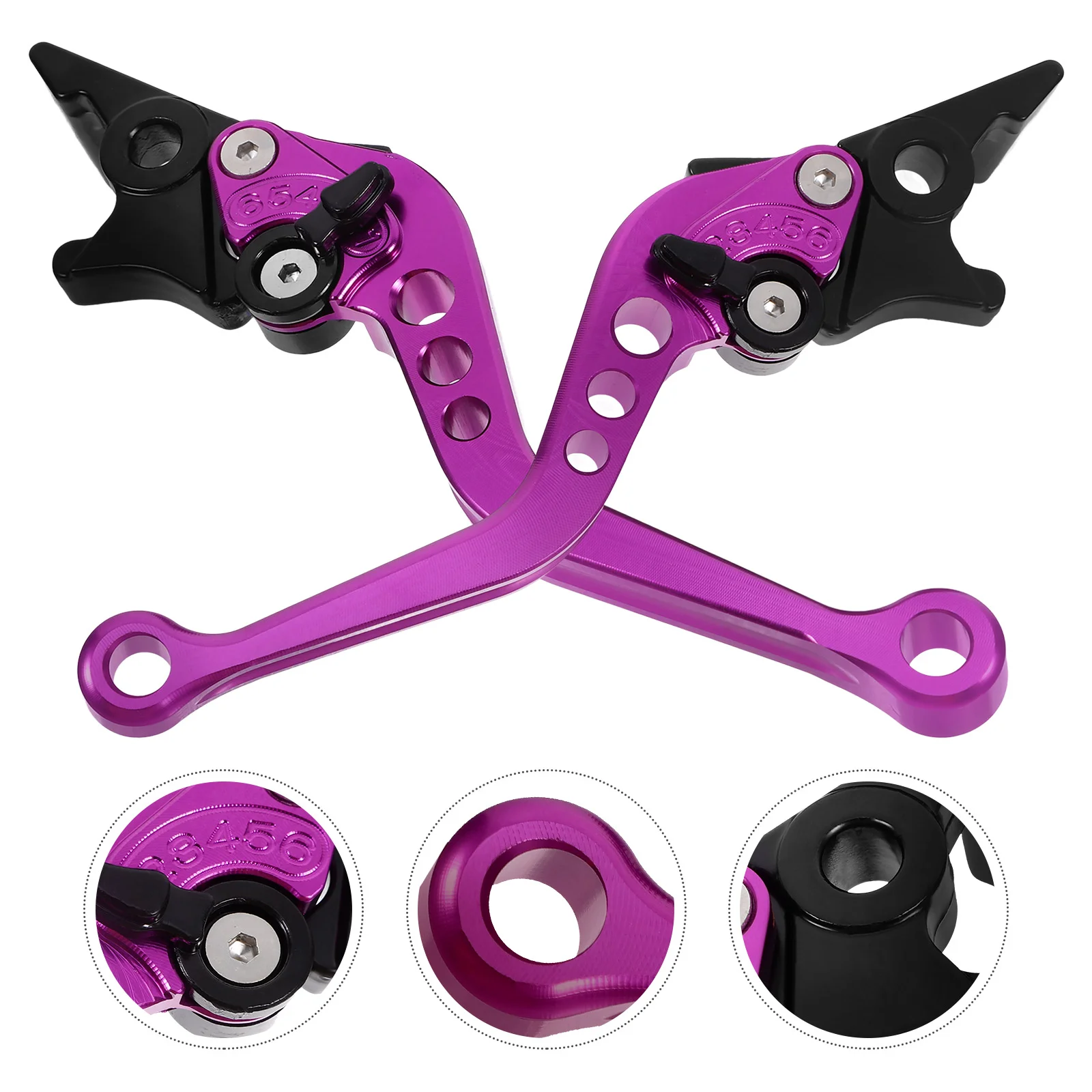 2 Pcs Brake Lever Replacements Motorcycle Handle Handlebar Purple Aluminum Alloy