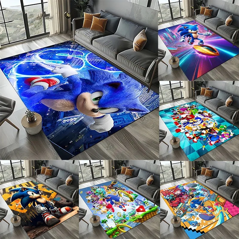 

MINISO Disney S0NIC Cartoon Game Carpet Rug for Bedroom Living Room Home Sofa Kid Game Large Decor Floor Mat Gift Decoration