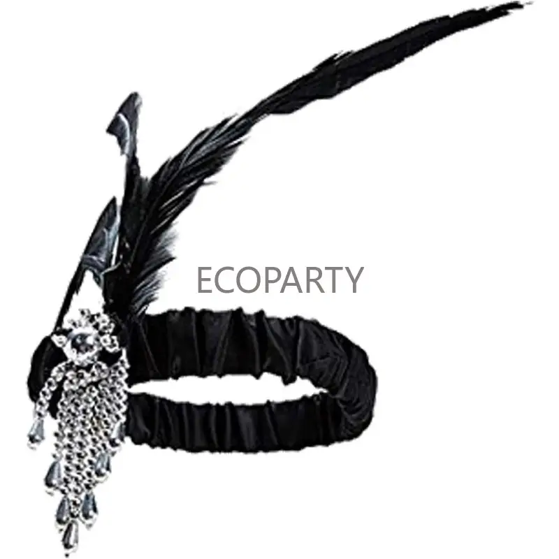 New 1920s Accessories Sets Costume Great Gatsby Feather Headband Earrings Gloves Pearl Necklace for Women Ladies Disfraz Neon - Image 3