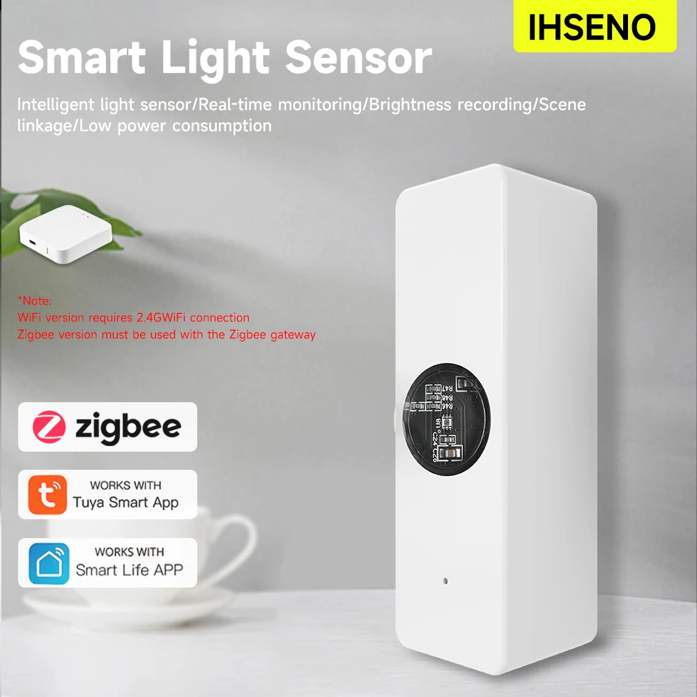 Tuya ZigBee Light Sensor Luminance Sensor ZigBee Beam Sensor Smart Home Automation App Control Tuya Light Illumination Detector