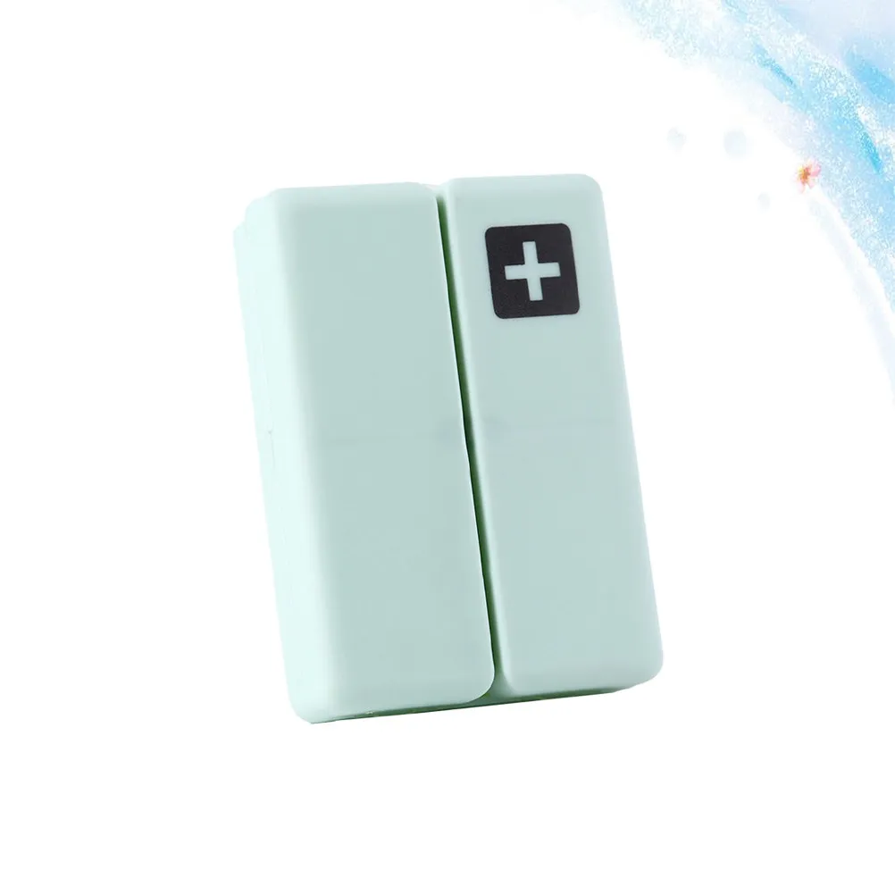 

2Pcs Portable Weekly 7 Grid Pill Case Foldable Magnetic Medicine Storage Container for Home Travel Use Green Blue Lightweight