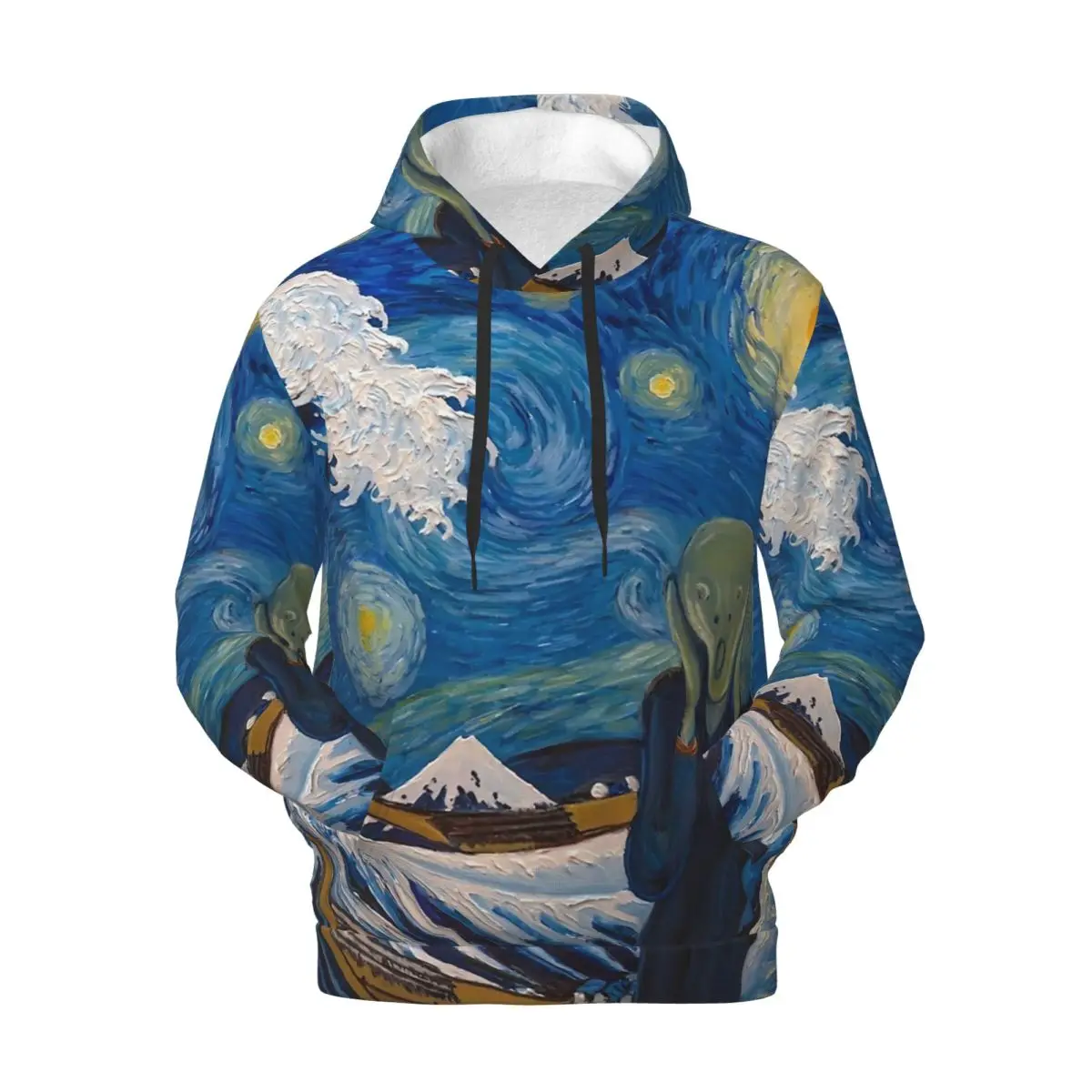 Van Gogh Starry Night Streetwear Hoodies Winter The Great Wave Funny Pullover Hoodie Couple Oversized Warm Hooded Sweatshirts