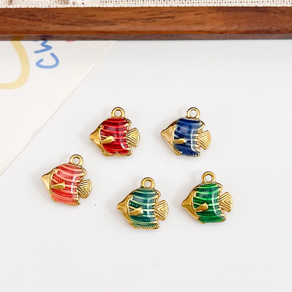 تصميم ودي 40 قطعة 12*13 مللي متر قلادة ذاتية الصنع/شكل سمكة/سحر من الفولاذ المقاوم للصدأ/صناعة يدوية/نتائج ومكونات المجوهرات # 195727