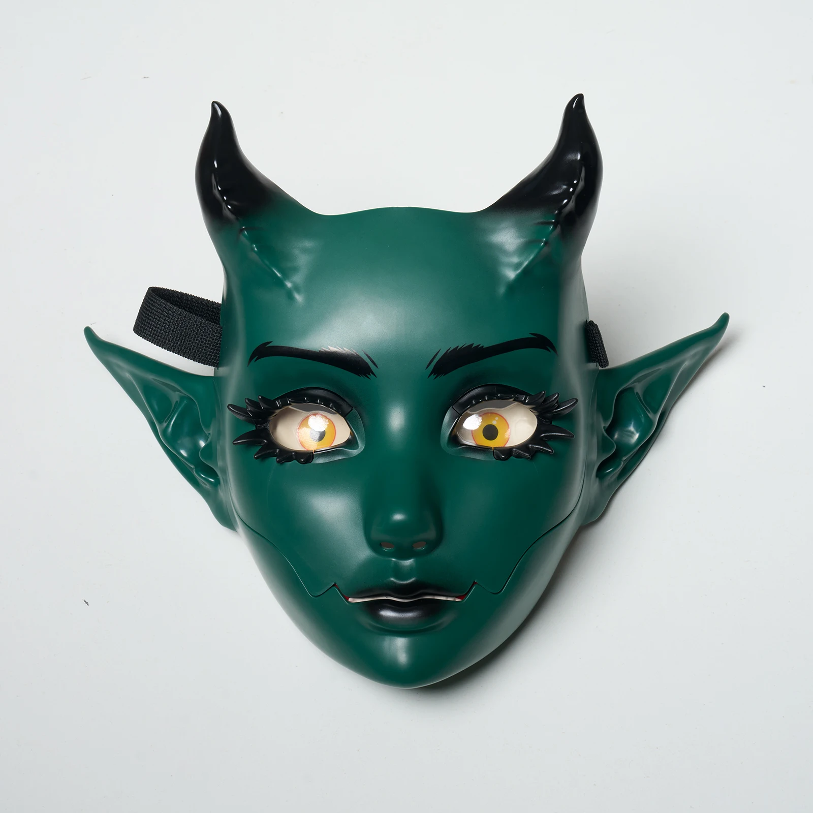 JAUPTO 7-Farbige Hornige Maske mit Beweglichem Kiefer und Offenem Mund, Fantasy-Kreatur-Maske für Halloween-Kostüme, Partys und Festivals, Gesichtsbedeckung für Erwachsene