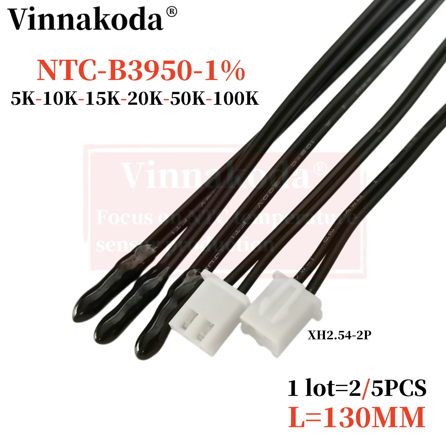 2/5PCS MF52B B3950 1% NTC 5K 10K 15K 20K 50K 100K L130MM Precision Epoxy Thermistor Temperature Sensor