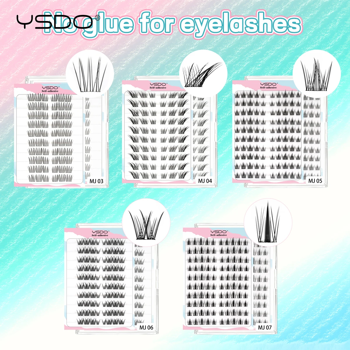 YSDO Selbstklebende Wimpern, 10 Reihen, DIY, natürliche Cluster-Wimpern mit Pinzette, kein Kleber erforderlich, individuelle Wimpernverlängerung, wiederverwendbar – Detail 10
