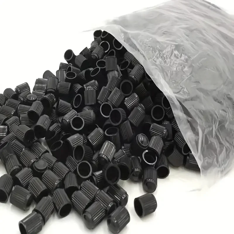 1000PCS Car Tire Valve Plastic Black Bike Tyre Valve Caps with O Rubber Ring Covers Dome Shape Dust Valve for Car Motorcycles