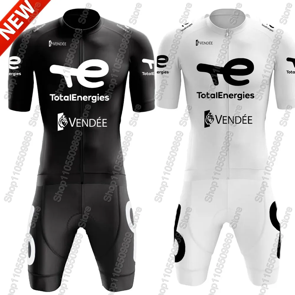 Conjunto de Jersey de Ciclismo Black White Total Energies Team 2026, Ropa de Ciclismo Eslovaquia, Camiseta de Ciclismo de Carretera, Traje con Culotte de Ciclismo MTB