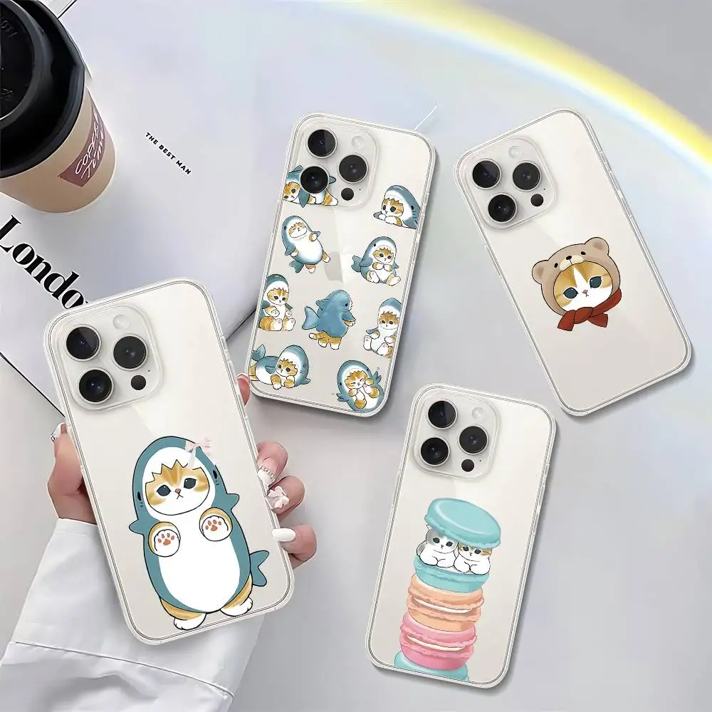 

Милый чехол для телефона с котиком Мофусанд для iPhone 17, 16, 15, 11, 13, 14 Pro Max, 7, 8 Plus, X, Xr, Xs Max, 16 Pro, 12 Mini, прозрачная накладка