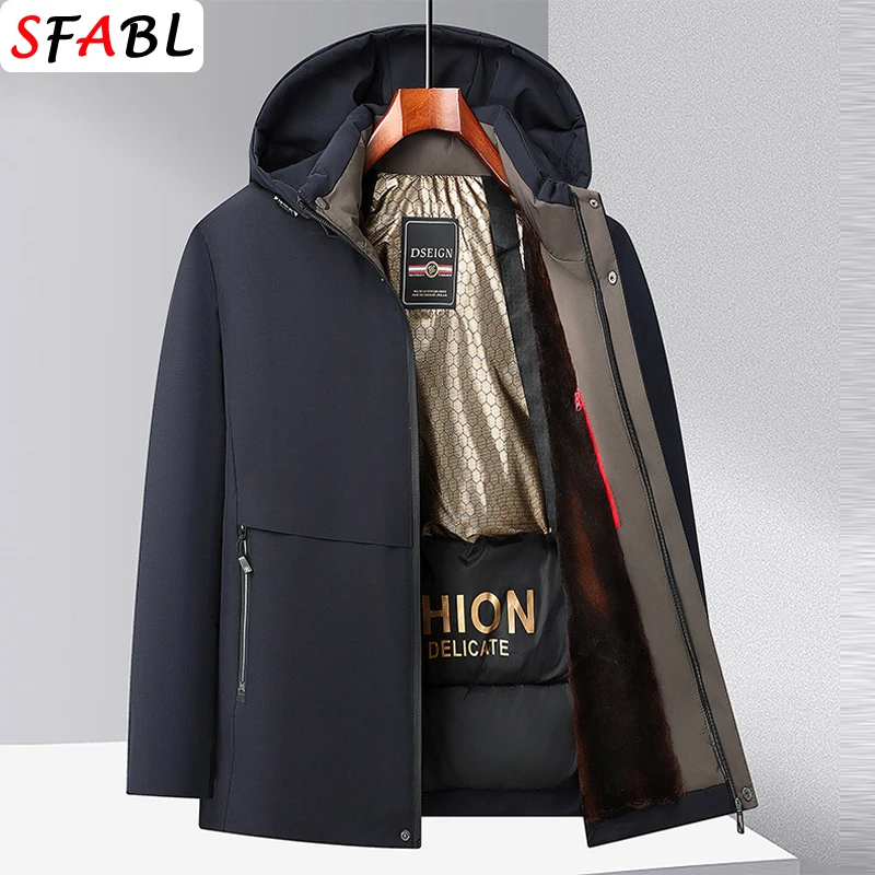 

Thicken Skiing Winter Jacket Men Hooded Windbreaker Parka Fleece Lining Men's Jackets Outdoor Ski Snow Jackets for Men Overcoat