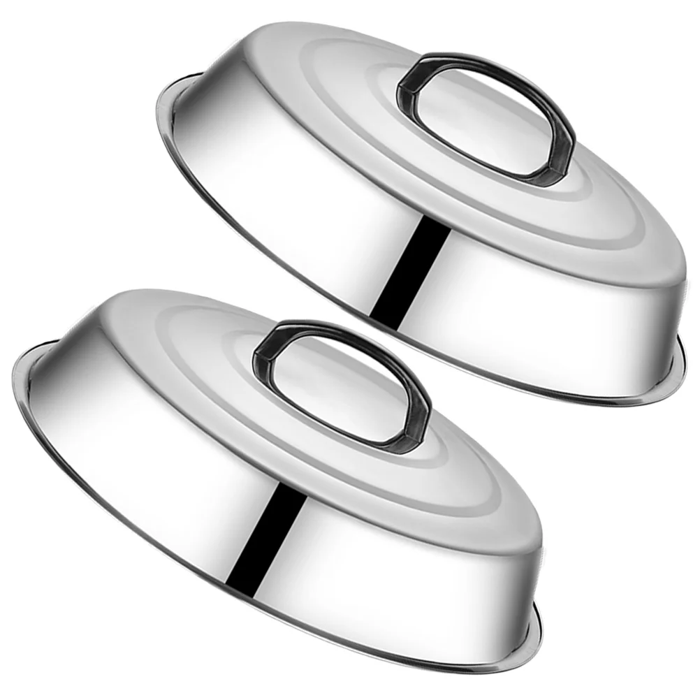 

2Pcs Deep Stainless Steel Wok Lid Pan Cover Kitchen Pot Cover Splash Guard Easy Clean Dishwasher Safe Pan Lid