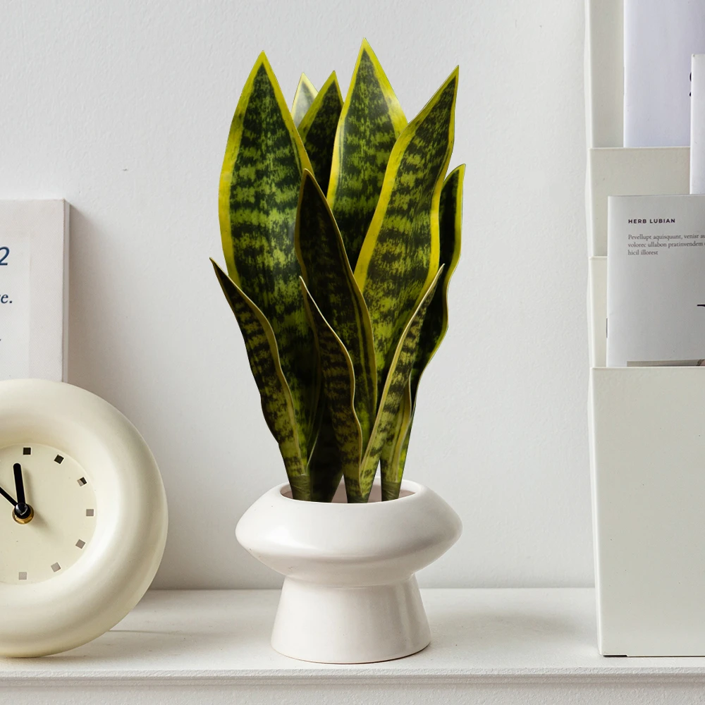 31/37 cm künstliche Schlangenpflanzen, gefälschte Sukkulenten, Kunststoff, Tigerfellpflanze, tropische Sansevieria für Büro, Zuhause, Tischdekoration – Detail 3