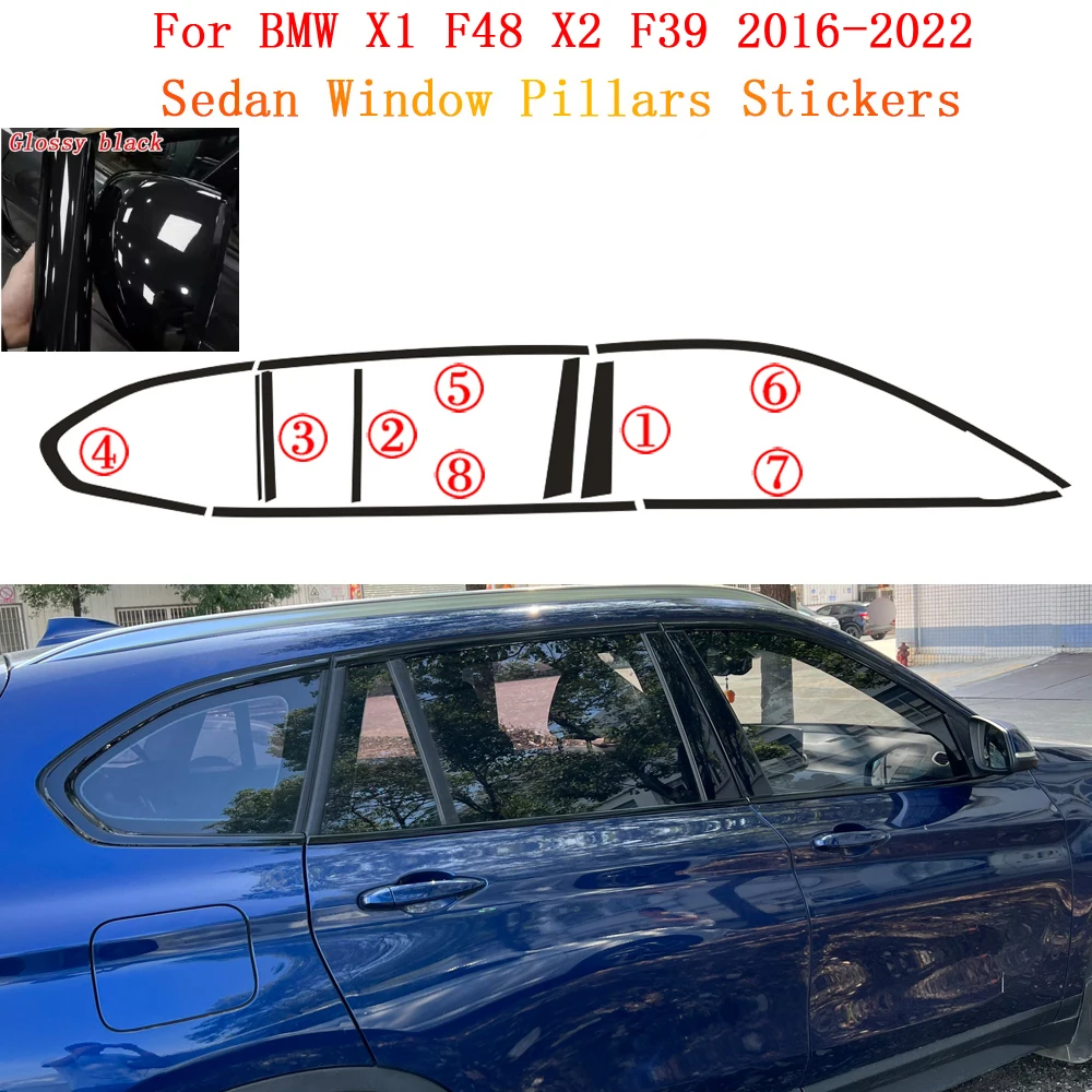 

Для BMW X1 F48 X2 F39 2016-2022 внедорожник седан окно хромированные удаленные затемняющие стойки ABC глянцевые черные наклейки
