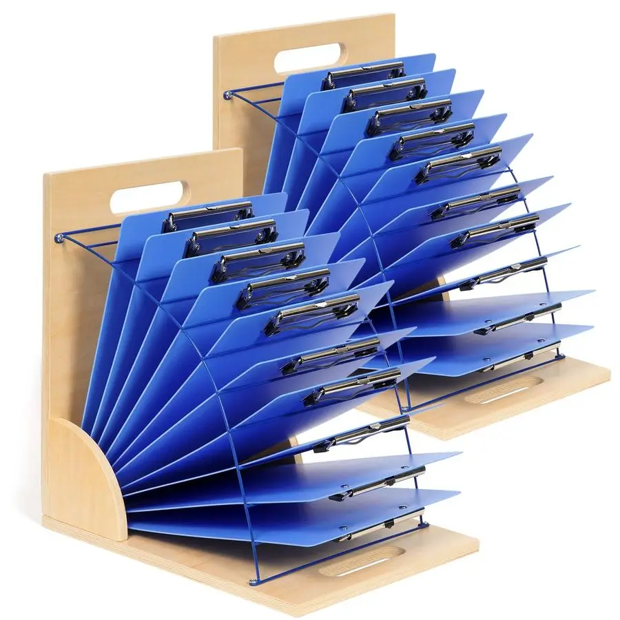 

2 Pack Clipboard Holders Wood and Metal Clipboard Stand Clipboards Storage Rack Small White Board Organizer for Classroom Office