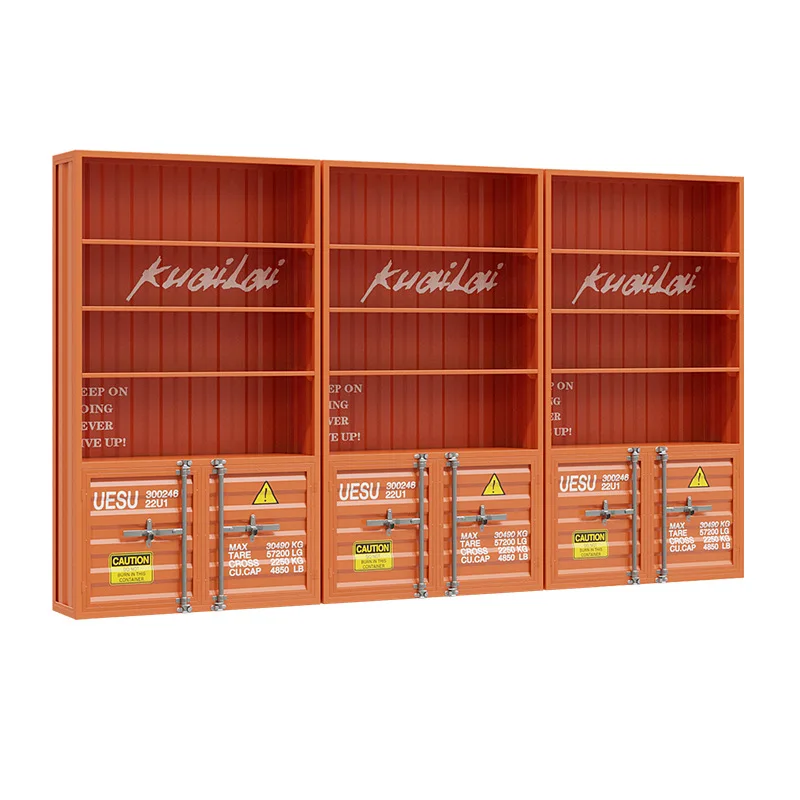 

Internet celebrity product display cabinet industrial style wrought iron creative bookcase commercial tide play figure shelf