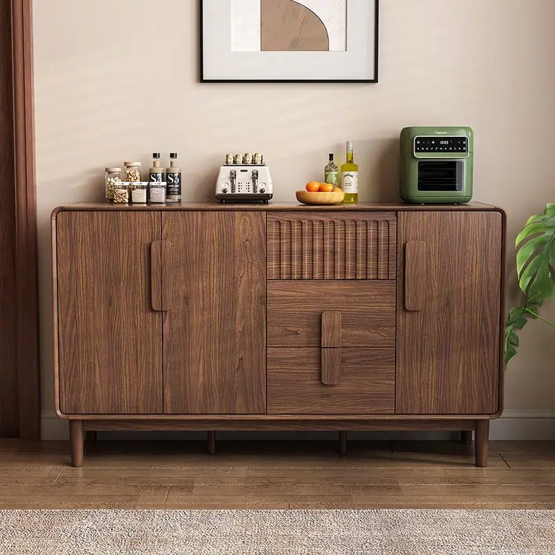 

Mid-style solid wood sideboard integrated wall-walled simple storage cabinet tea cabinet 2025 new storage cabinet