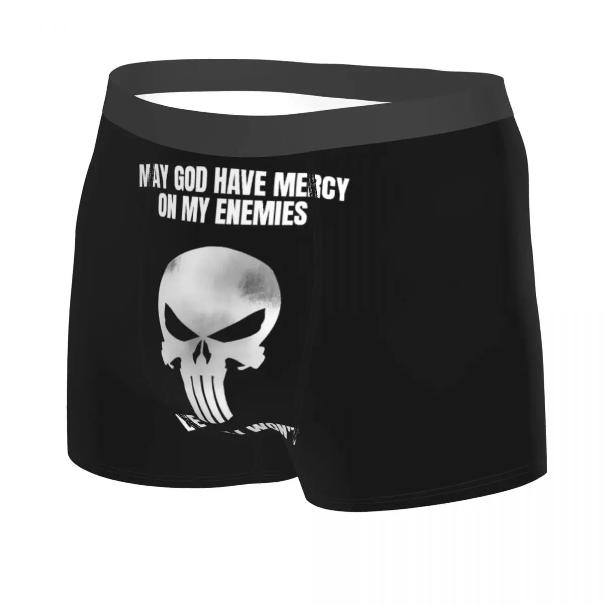 사용자 정의 퍼니셔 유행 슈퍼 히어로 속옷 남성 인쇄 만화 복서 반바지 팬티 팬티 부드러운 속옷