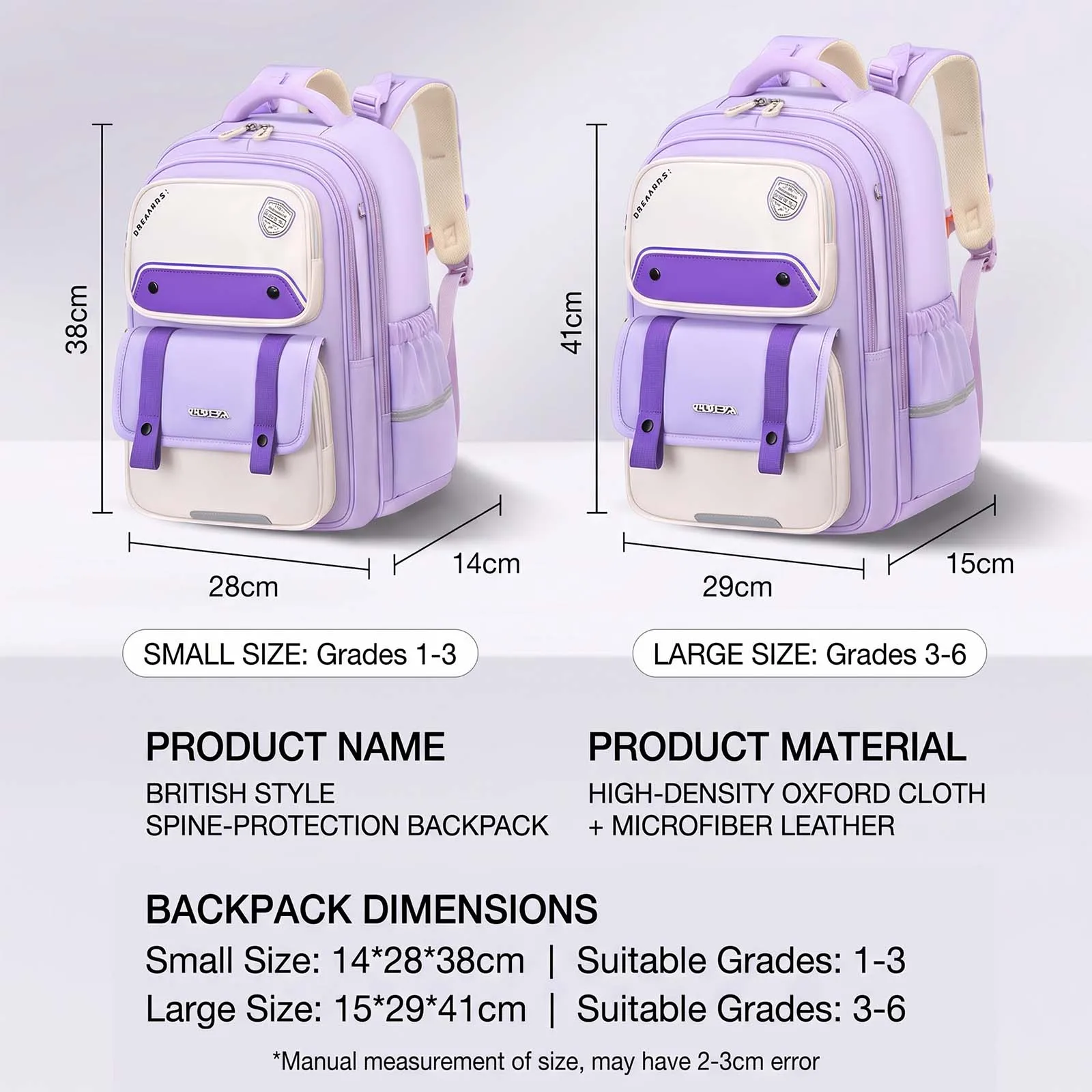 British Style School Backpack for Elementary Students,Large Capacity Breathable Kids Bookbag,Ergonomic Daypack for Boys Girls
