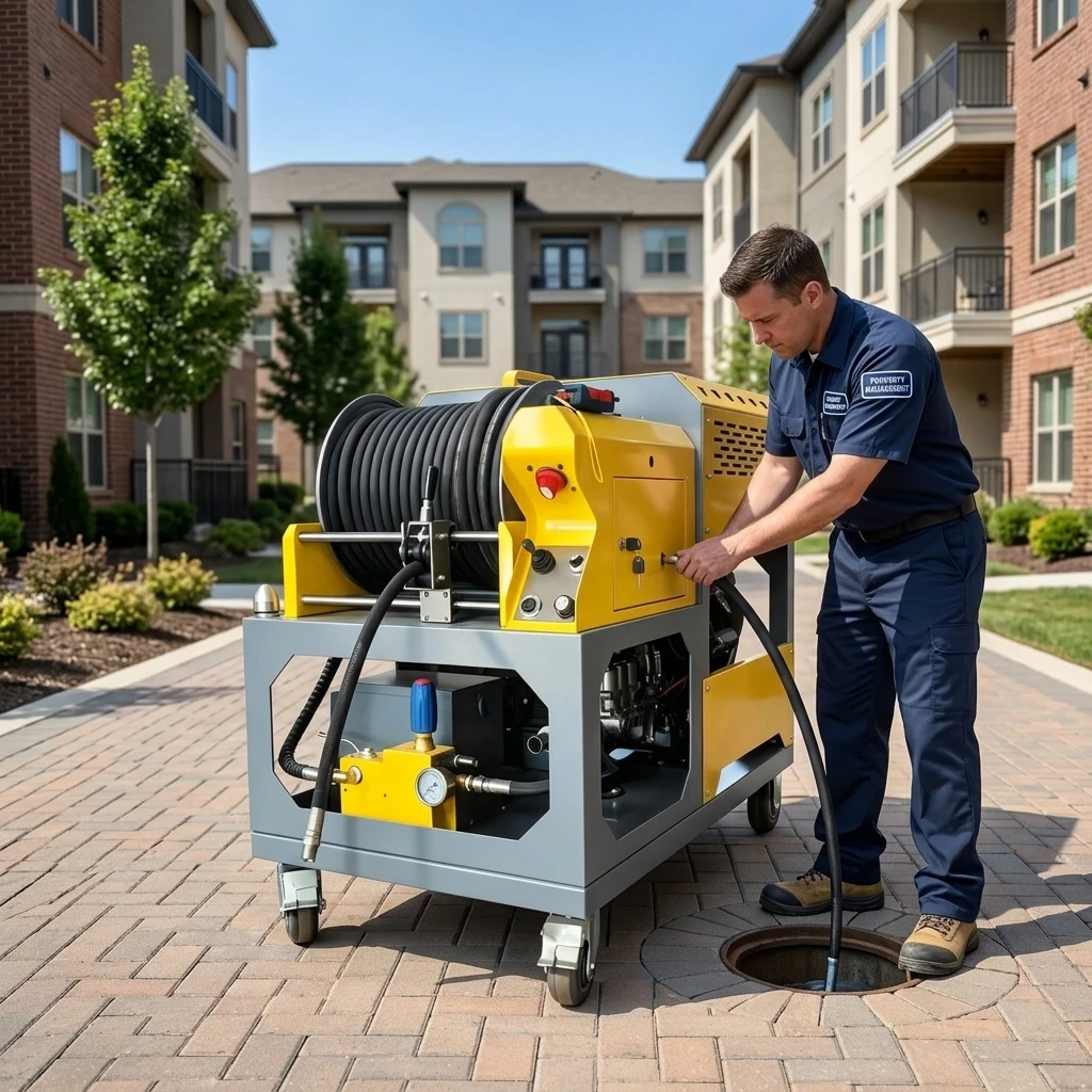 Fully Automatic 27HP Remote Controlled Sewer Jetting Machine with Self-Retracting Hose Reel One-Button Start for  Pipe Dredging