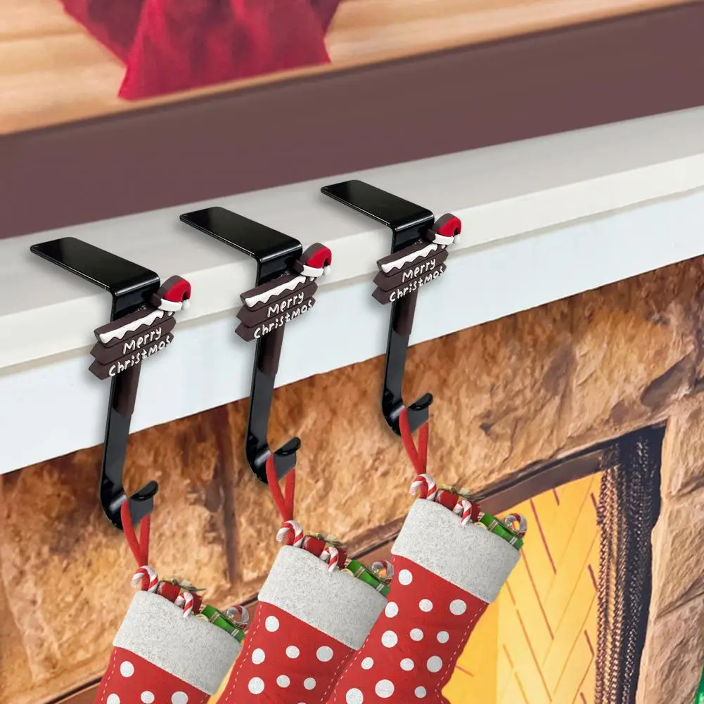 Smooth Finish Mantel Hook Metal Christmas Stocking Holder Hooks for Mantel Decoration Protective Pads Fireplace for Other