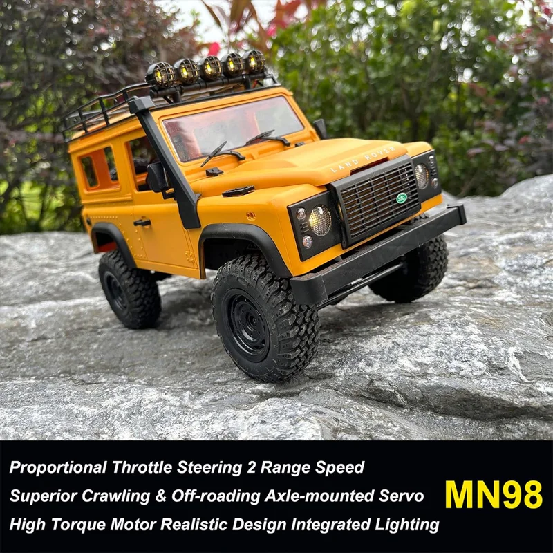 MN Model RC Car MN98 2.4G 4WD RC Rock Crawler Defender Remote Control Car 1/12 Full Scale RC Truck for Kid Outdoor Car Toys Gift