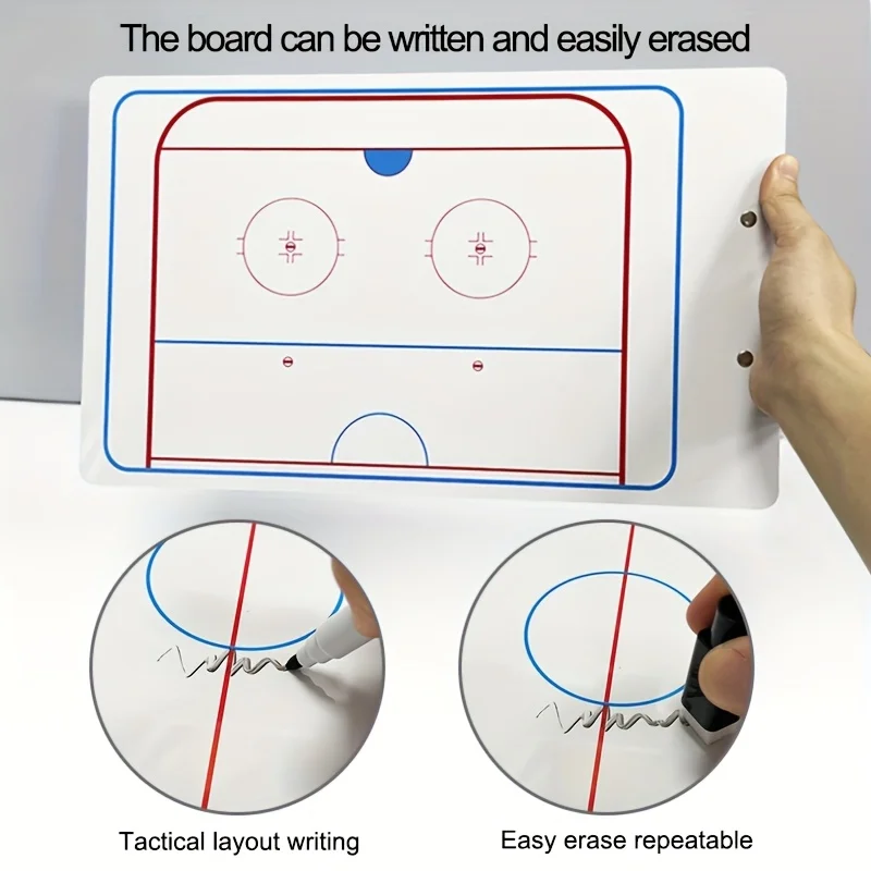 1 Set of Professional Ice Hockey Tactical Boards Made of PVC, Double-Sided, Frost-Resistant, Including Writing Pen, for Coaching