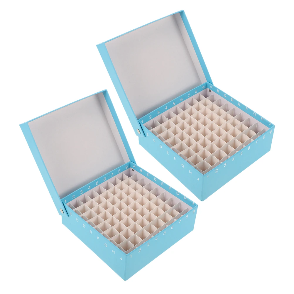 

2pcs Tube Box Microcentrifuge Container Paper Freezer Storage Holder Laboratory Use Sturdy Material Multi Grid Design
