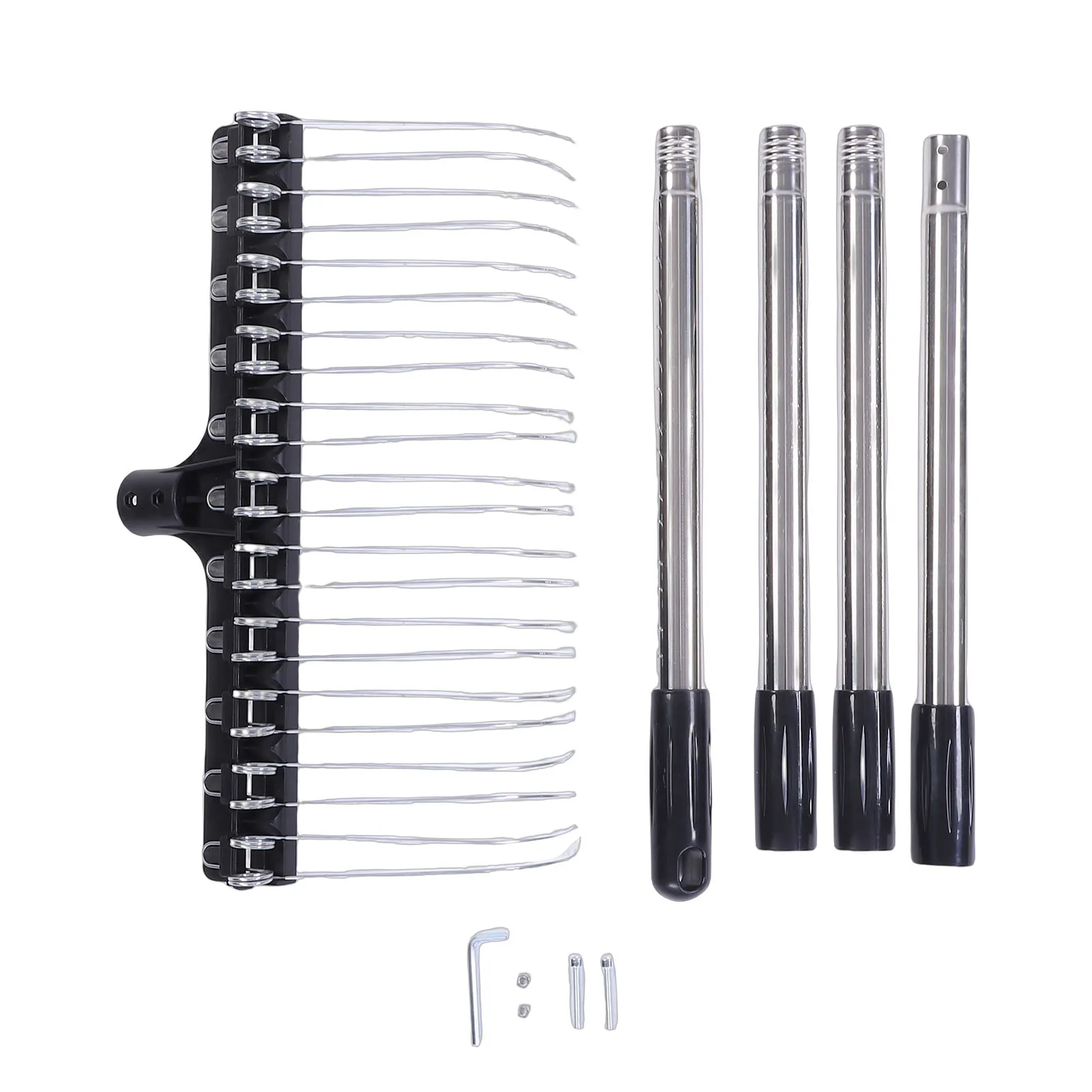 

Металлические грабли для листьев, 22 зубья, ширина 16,3 дюйма, стальные проволочные садовые грабли с ручкой длиной 5,2 фута для газона, двора, мульчи и соломы