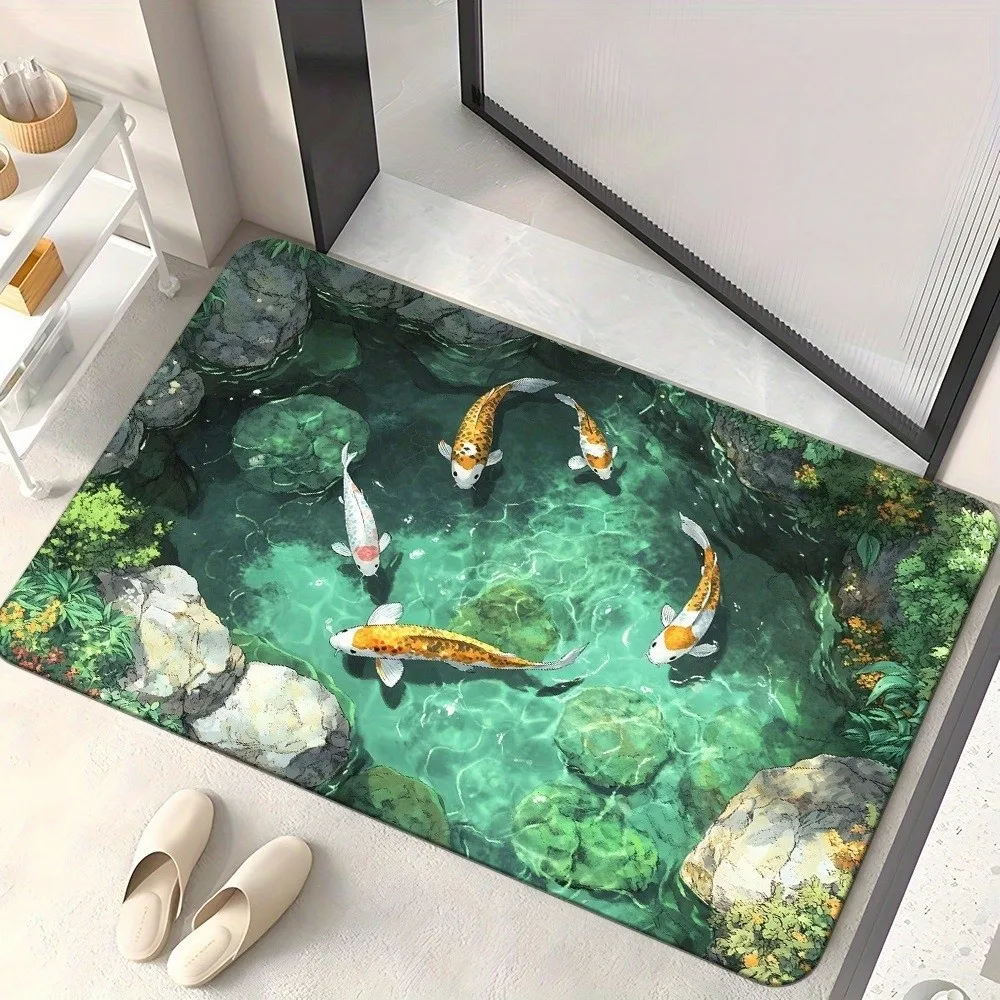 Diatomaceous Earth Bathroom Mat 3D Pattern Non-Slip Simulate Pond Rug Absorbent 40x60 50x80 60x90cm Enter Door Mat Home Decor