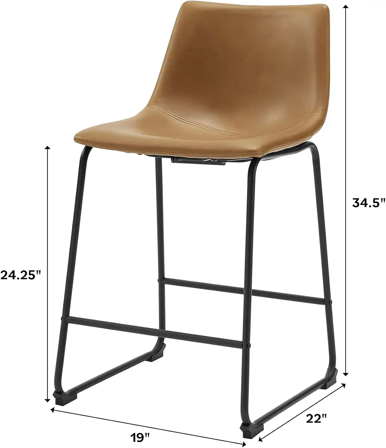 Edison Douglas Stedelijke Industriële Faux Lederen Armloze Aanrechtstoelen, Set Van 2, Grijs