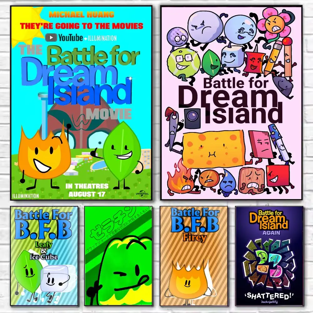 Battle For Dream Island BFDI Poster HD Art Decorative Wall Art Waterproof Home Décor for Living Room Bedroom Café Stylish Gift