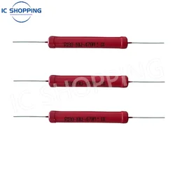 5pcs RI80 1W 2W 5W 10W Red Glass Glaze High-Frequency Non-Inductive High-Voltage Resistor 1K 2K 5K 10K 100K 200K 500K 1M 10M 50M
