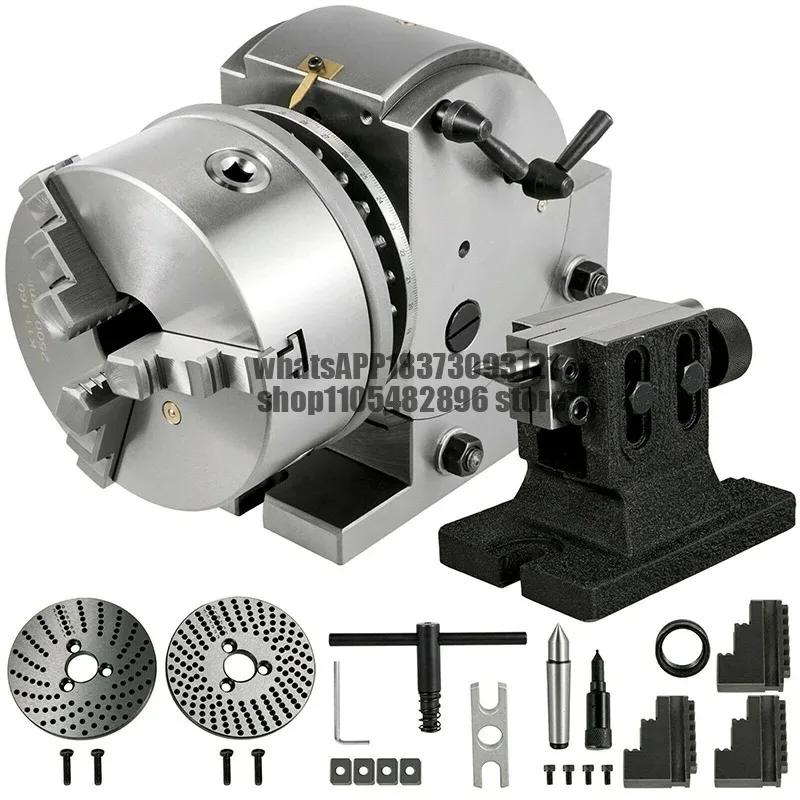 BS-0-5 Dividing Head Indexing Head Semi Universal With Indexing Plates, Tailstock & 125mm 3-Jaw Chuck for Drilling Milling